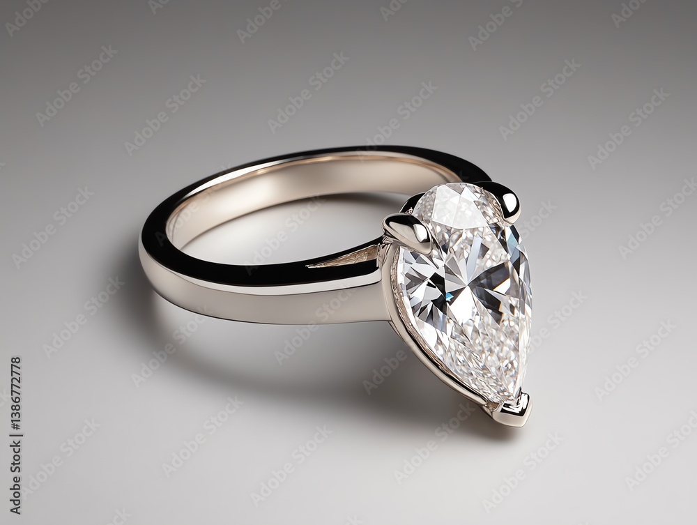 Vintageinspired solitaire ring with a pearshaped diamond centerpiece