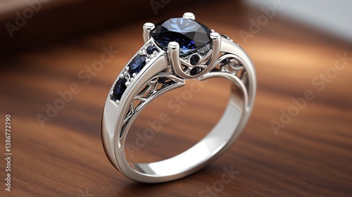 Vintageinspired ring with intricate filigree and sapphire accents