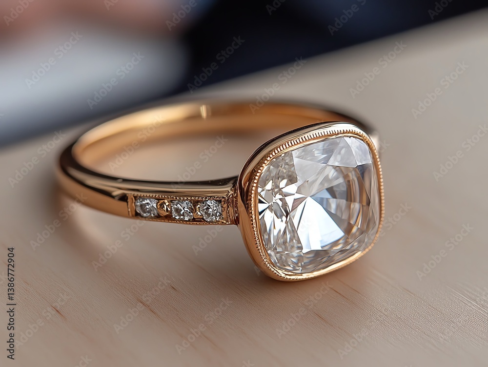 Vintagestyle ring with milgrain detailing and a cushioncut diamond