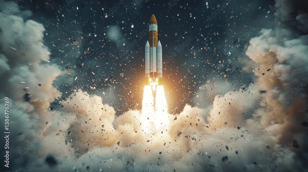Fototapeta premium Rocket Launch into Space: A Breathtaking Ascent