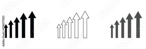Upward arrow centered in square brackets on white background . vector illustration .EPS 10 .