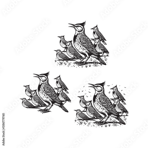 Wallpaper Mural Flat Vector Western Meadowlark – Elegant Bird in Motion Line Art Torontodigital.ca