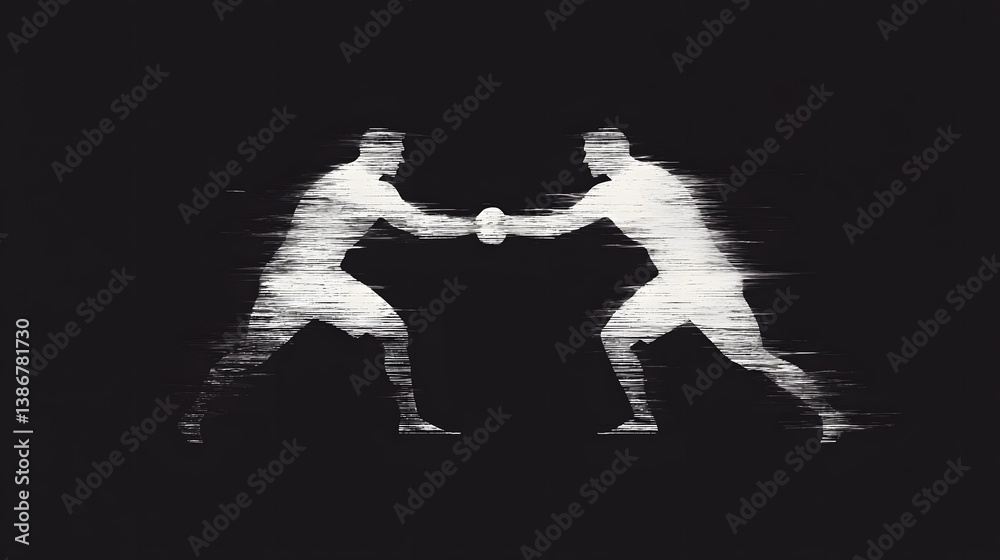 Obraz premium Two boxers engaged in a fierce match