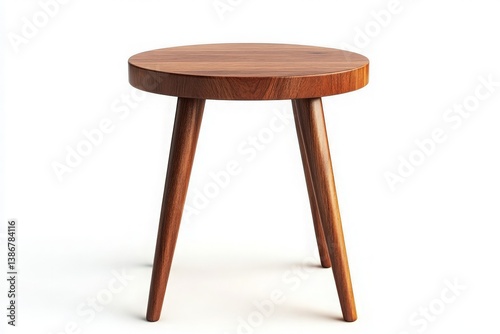 Wooden Round-Top Stool on White Background - Perfect for Home Decor, Furniture Design, and Stylish Interior Displays