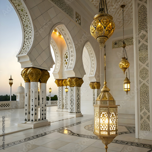 luxurious arabian background with ornate lanterns