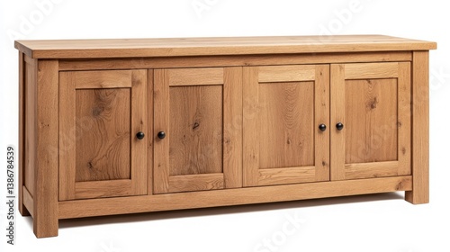 Wooden Sideboard with Four Doors in a Studio Setting - Ideal for Home Storage Solutions