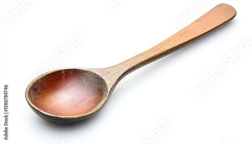 Wooden Spoon on White Background for Kitchenware Display, Perfect for Cooking, Baking, and Culinary Creations