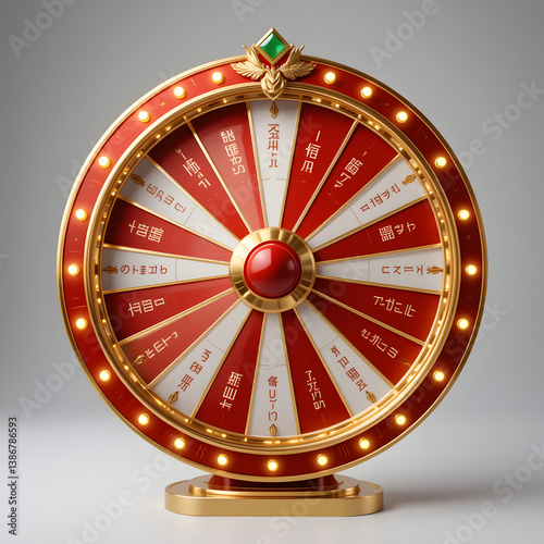 Golden Prize Wheel with Japanese Text – Lucky Spin Game Show Display