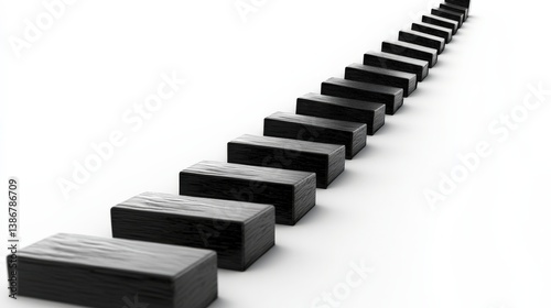 Wallpaper Mural Black Wooden Blocks in a Row with White Background for Conceptual Use Torontodigital.ca