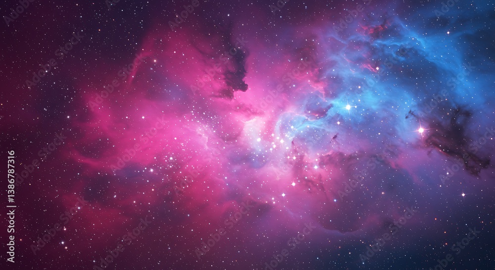 Fototapeta premium Cosmic Nebula: A Digital Dreamscape AI Generated