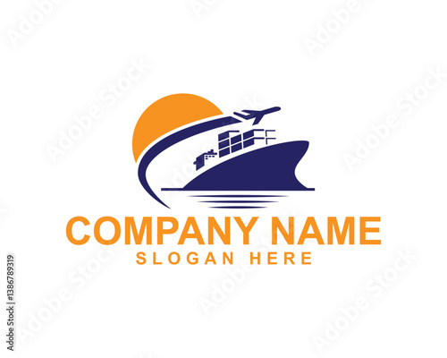 Container and Cargo Ship Logo for Shipping and Logistics Companies