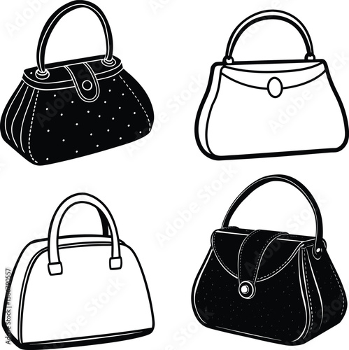 beautiful black purse vector silhouette art this is an editable and printable vector eps file
