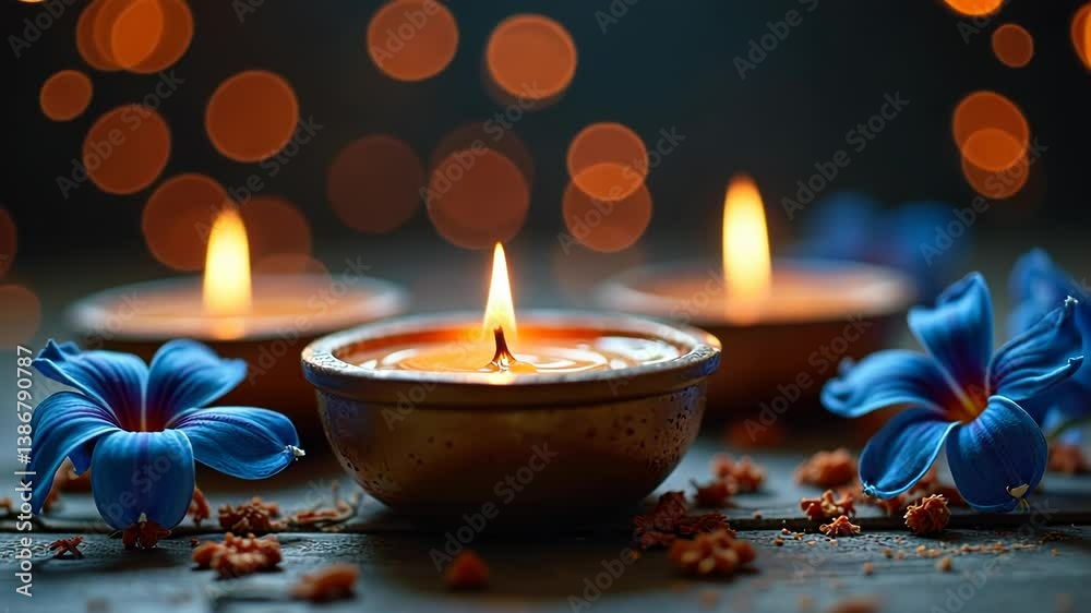 Traditional Oil Lamp and Flame