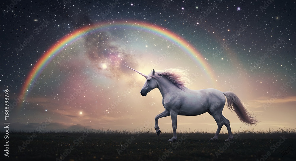 Fototapeta premium Cosmic Unicorn: Stardust and Dreamscape AI Generated
