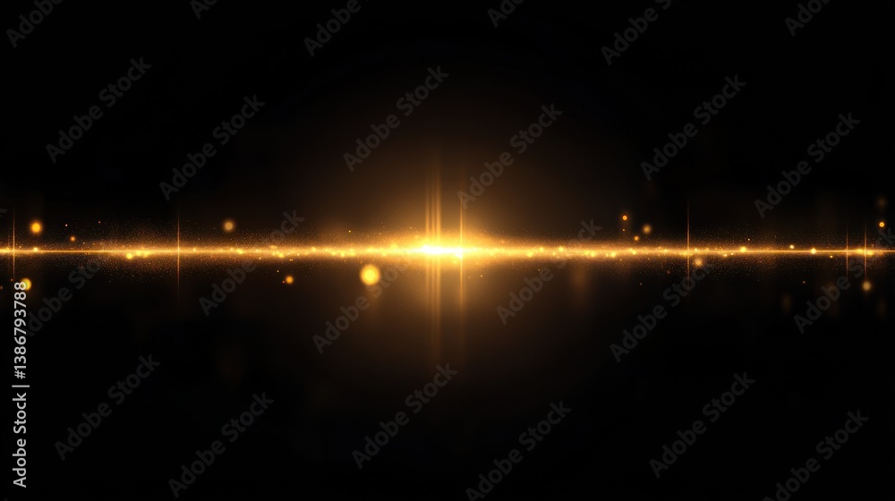 Fototapeta premium Abstract golden light streak across dark background
