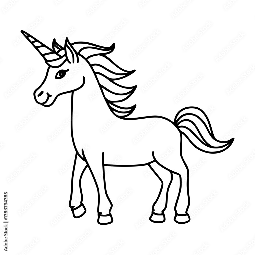 Cute Unicorn Illustration - Line Art Design Cute Unicorn Illustration - Line Art Design
