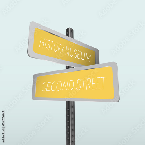 Yellow signpost at street