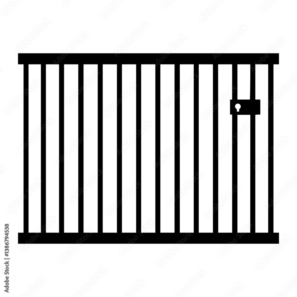 Black Prison Gate Icon - Security Illustration Black Prison Gate Icon - Security Illustration