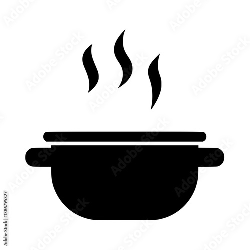 Pot with Steam Icon - Vector Illustration