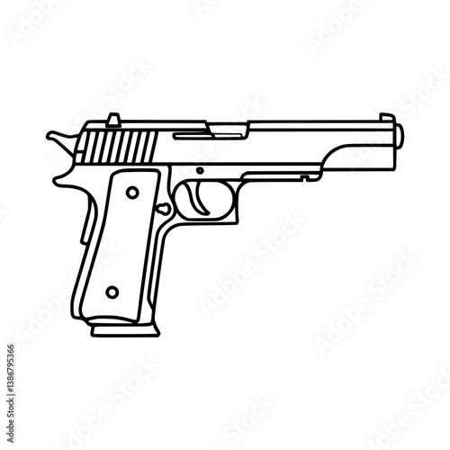 Cartoon Pistol Outline Icon