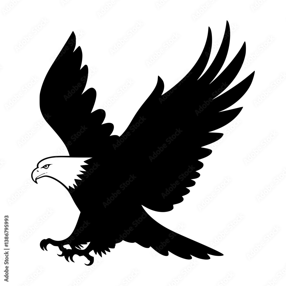 Fototapeta premium Eagle Silhouette - Flying Bird Graphic