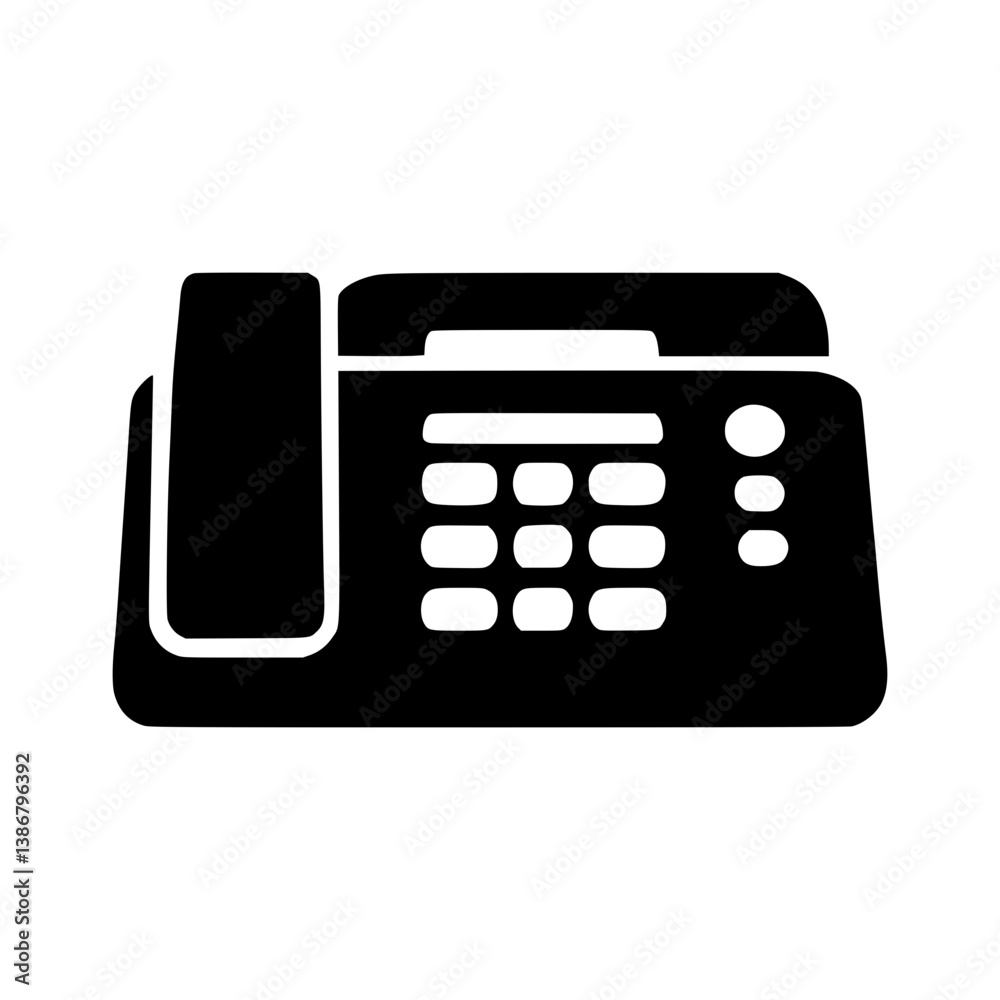 Retro Fax Machine Icon - Vector Illustration