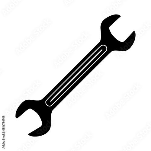 Black Wrench Icon - Repair Tool Symbol