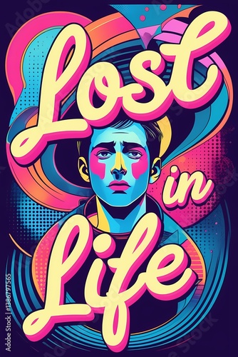 vibrant and bold pop art style lost in life