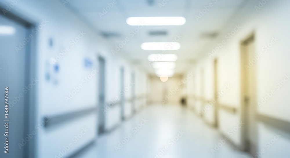Fototapeta premium Blurred Hospital Corridor: A Moment of Uncertainty and Hope AI Generated