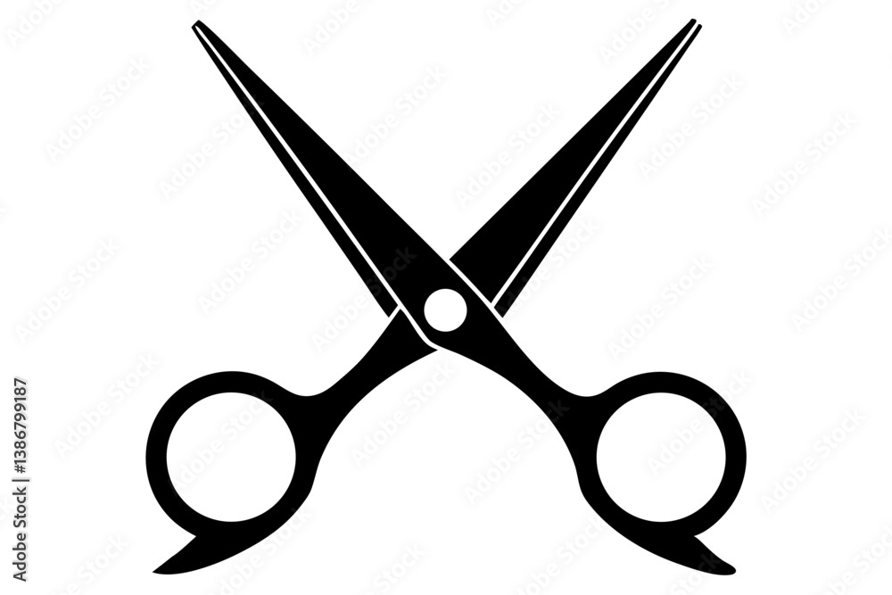 Sharp metal scissors, a cutting tool with black handles, isolated vector illustration Sharp metal scissors, a cutting tool with black handles, isolated vector illustration