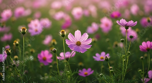Cosmos Dreamscape: Soft Light, Gentle Blooms AI Generated