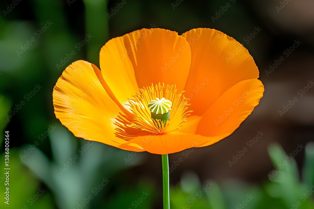Bright Orange Flower with Delicate Petals in Natural Setting Bright Orange Flower with Delicate Petals in Natural Setting