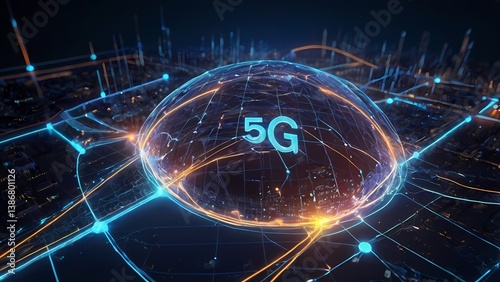 5G network illustration wireless signal wave