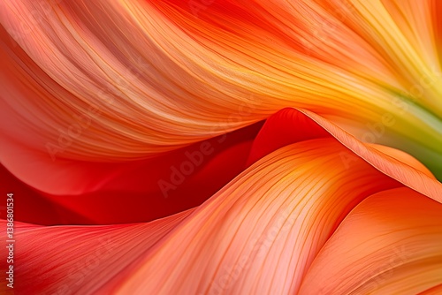 Vibrant Orange and Red Petals in Soft Focus with Delicate Curves