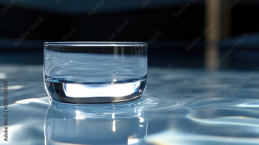 Empty Glass of Water on Rippled Surface Empty Glass of Water on Rippled Surface
