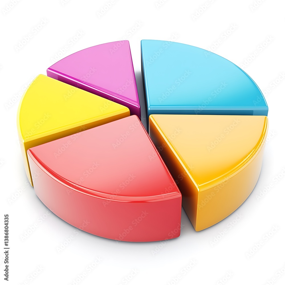 Obraz premium Colorful Pie Chart Sections Representing Data Visualization Concepts