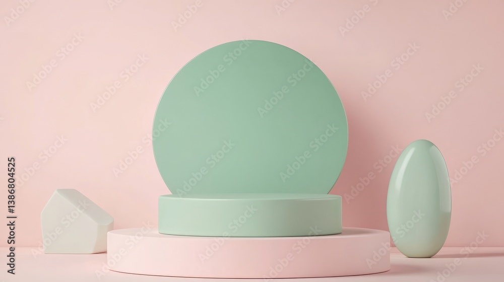 Pastel geometric shapes podium display background Pastel geometric shapes podium display background