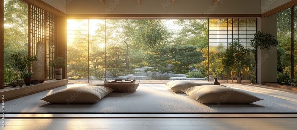 Zen-style room with garden view, sunrise Zen-style room with garden view, sunrise