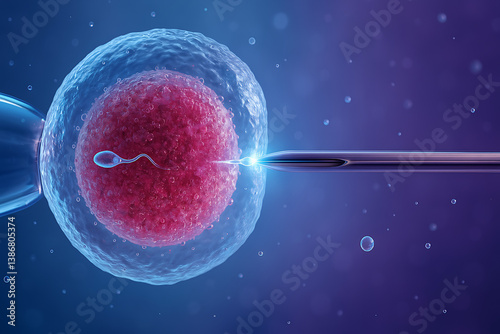 3d rendered of sperm fussing with ovum female concept of artificial baby ivf (in vitro fertilization)	