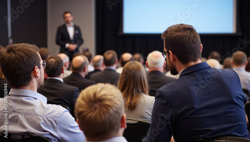 Wallpaper Mural Interrupt Concept Speaker Presenting to Engaged Audience in Modern Conference Hall, Business Meeting, Entrepreneurship Event with Copyspace – Leadership, Motivation, Corporate Success Torontodigital.ca