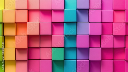 Colorful Cubes in Vibrant Shades Displaying a Geometric Design