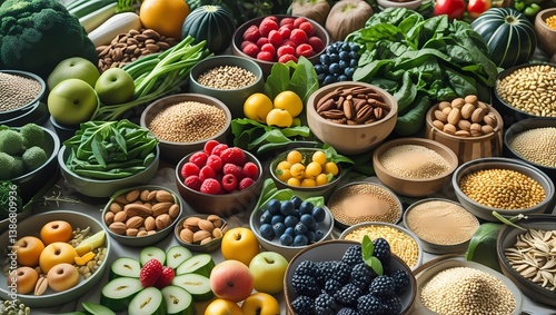 vibrant array of plantbased foods fresh