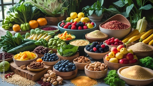 vibrant array of plantbased foods fresh