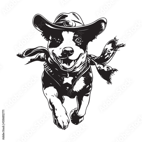 Dog Cowboy Hat Image. Dog Cowboy Hat Stock Illustration on white background.