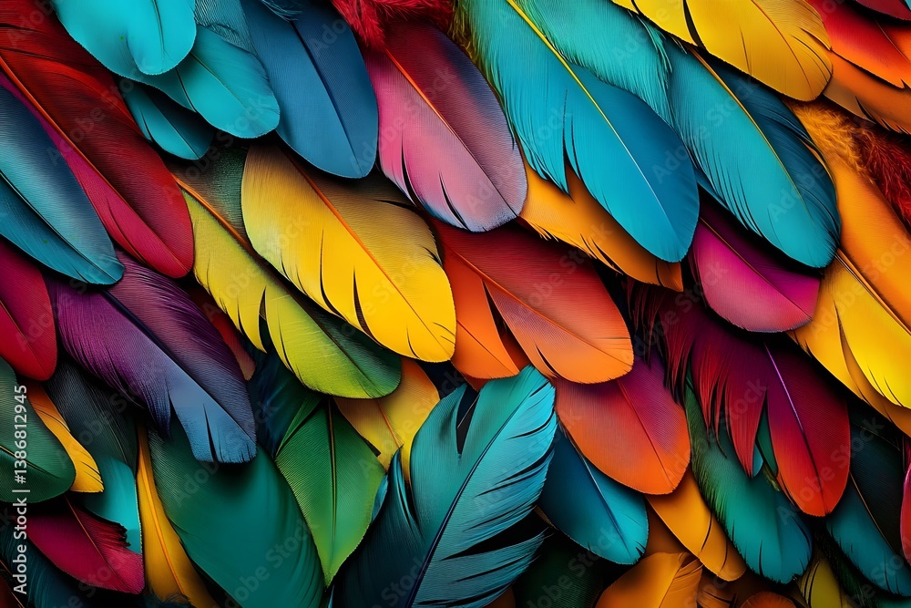 Obraz premium colorful feathers from above, a carnival scene 