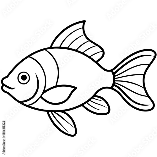 Minimalist Goldfish Line Art Vector