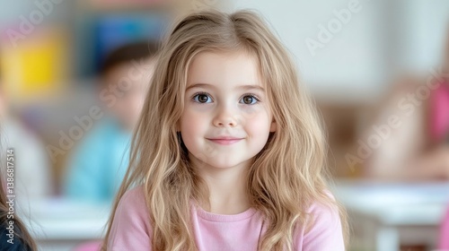 Smiling girl with long blonde hair