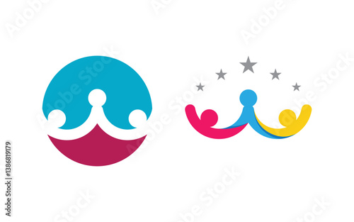 Community and adoption care network and social icon illustration v.41
