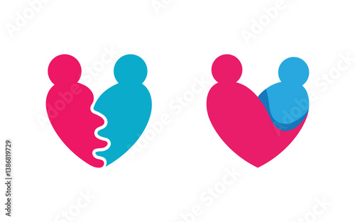 Community and adoption care network and social icon illustration v.67