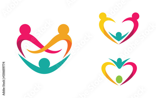 Community and adoption care network and social icon illustration v.69